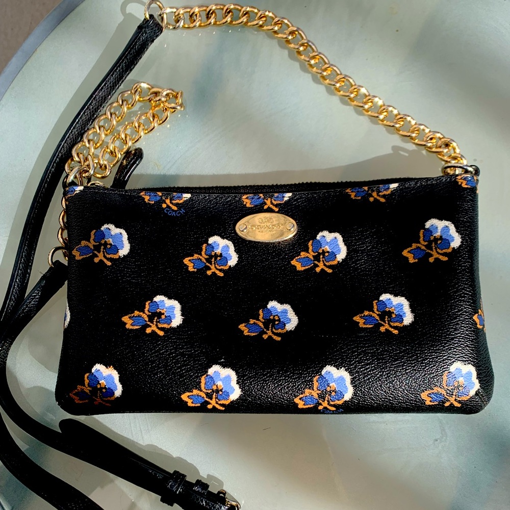 Small Coach black purse with flowers
